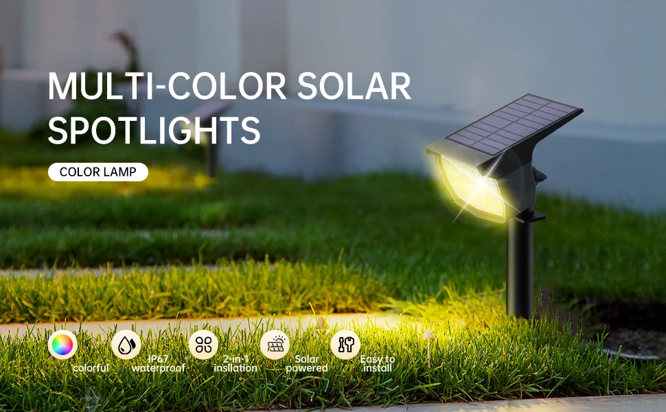 Swiatla 29LED RGB Solar Spotlight 7 Color Changing Christmas Decor Outdoor Landscape Lights IP67 Waterproof for Garden Patio