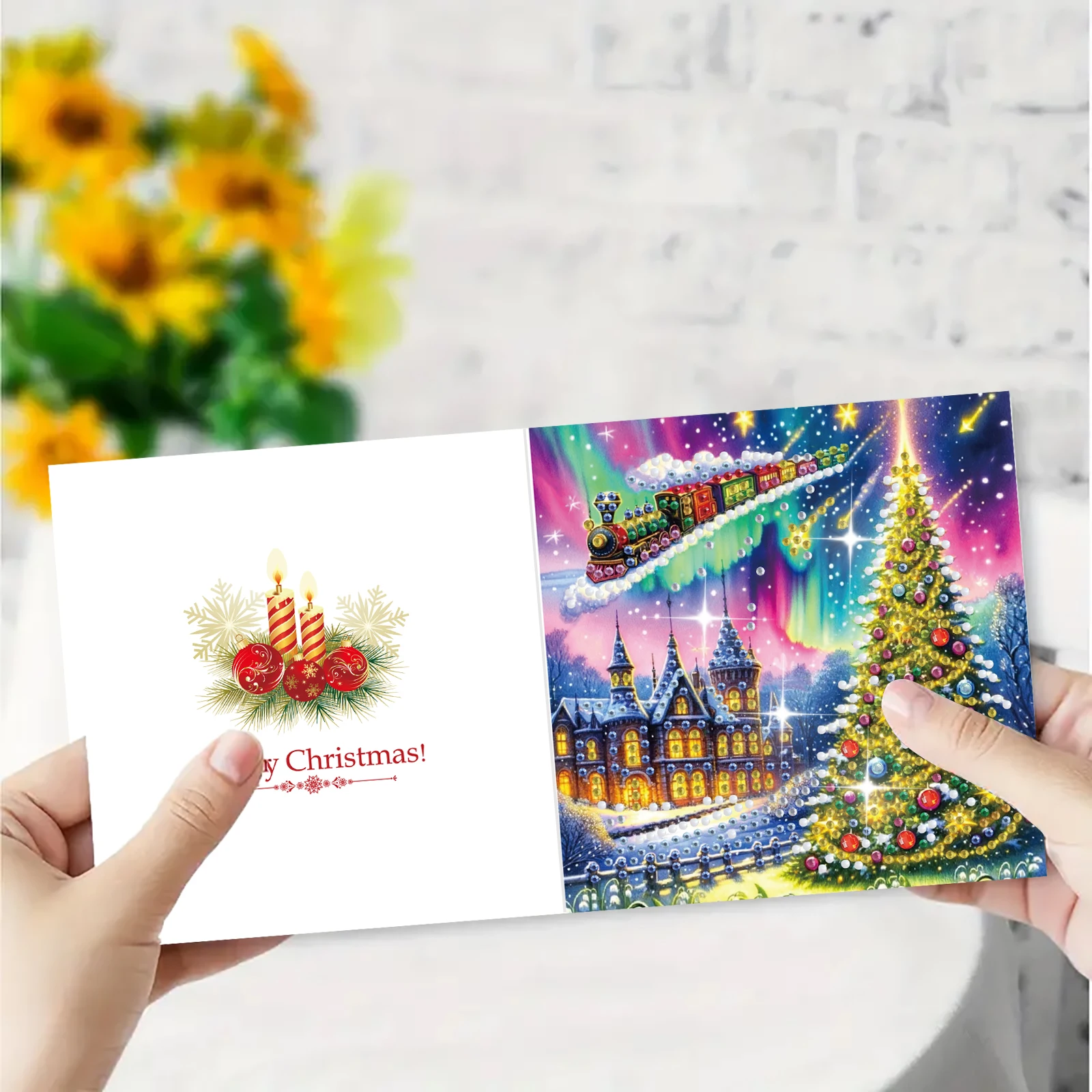 6-Piece DIY Diamond Painting Set Christmas Theme Greeting Card, Wishes and Wishes, Unique Design