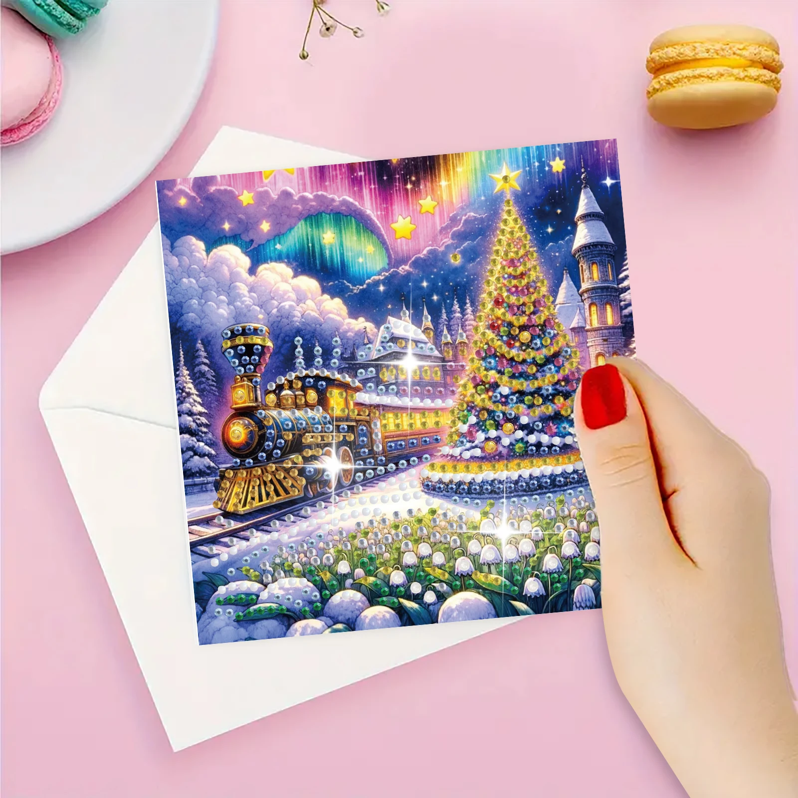 6-Piece DIY Diamond Painting Set Christmas Theme Greeting Card, Wishes and Wishes, Unique Design
