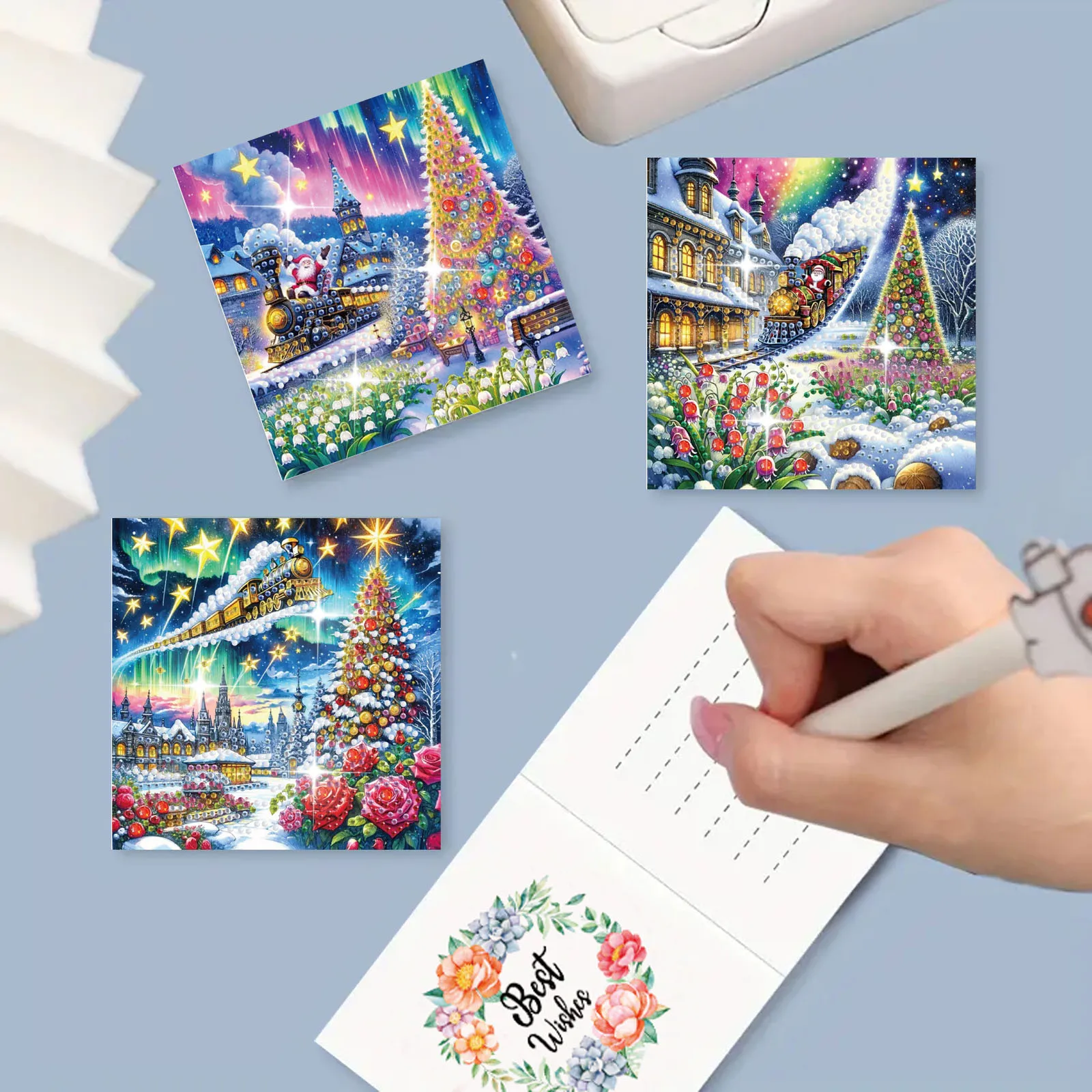 6-Piece DIY Diamond Painting Set Christmas Theme Greeting Card, Wishes and Wishes, Unique Design