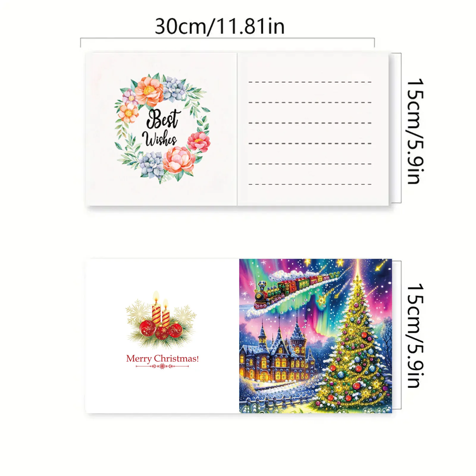 6-Piece DIY Diamond Painting Set Christmas Theme Greeting Card, Wishes and Wishes, Unique Design