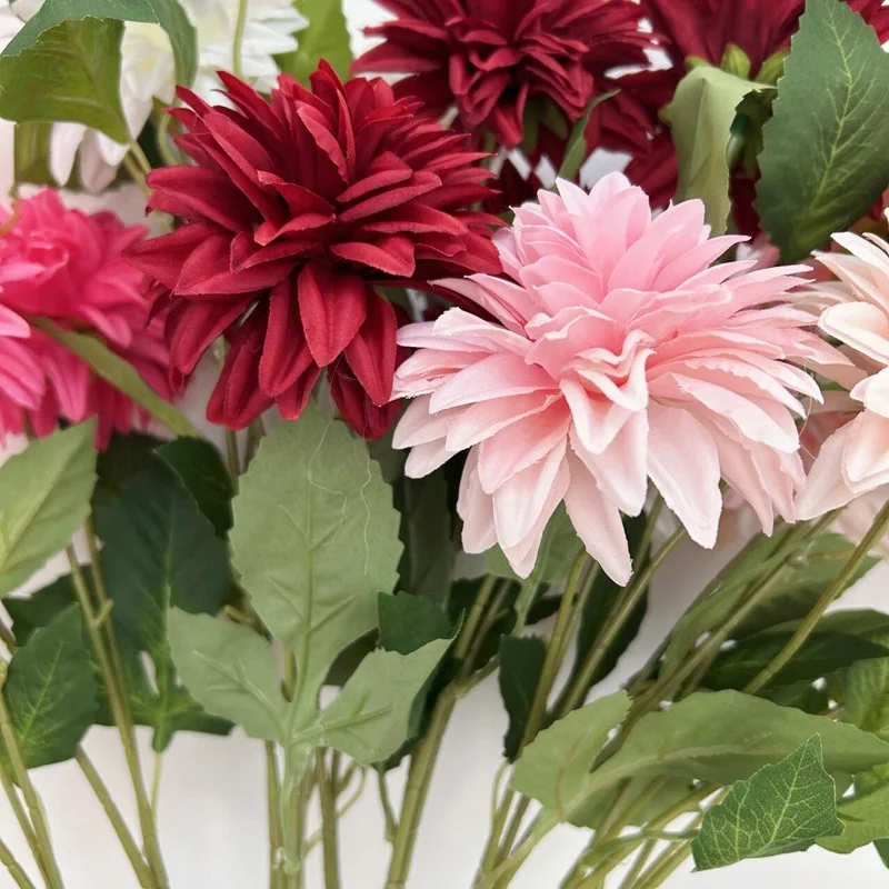 Realistic Silk Dahlias For Wedding Party Christmas Wreath Birthday DIY Home Office Vase Decoration Artificial Flower