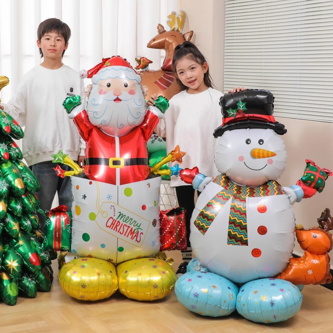1pc New Extra Large Standing Santa Claus Foil Balloon Christmas Holiday Party Decoration New Year Birthday Supplies Easter Gift