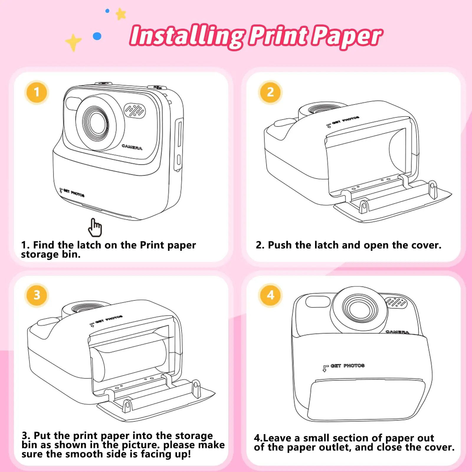Kids Digital Camera 1080P Vedio Thermal Instant Print Camera With 32G For Girls Boys Age 3-12 Best Christmas Birthday Gifts