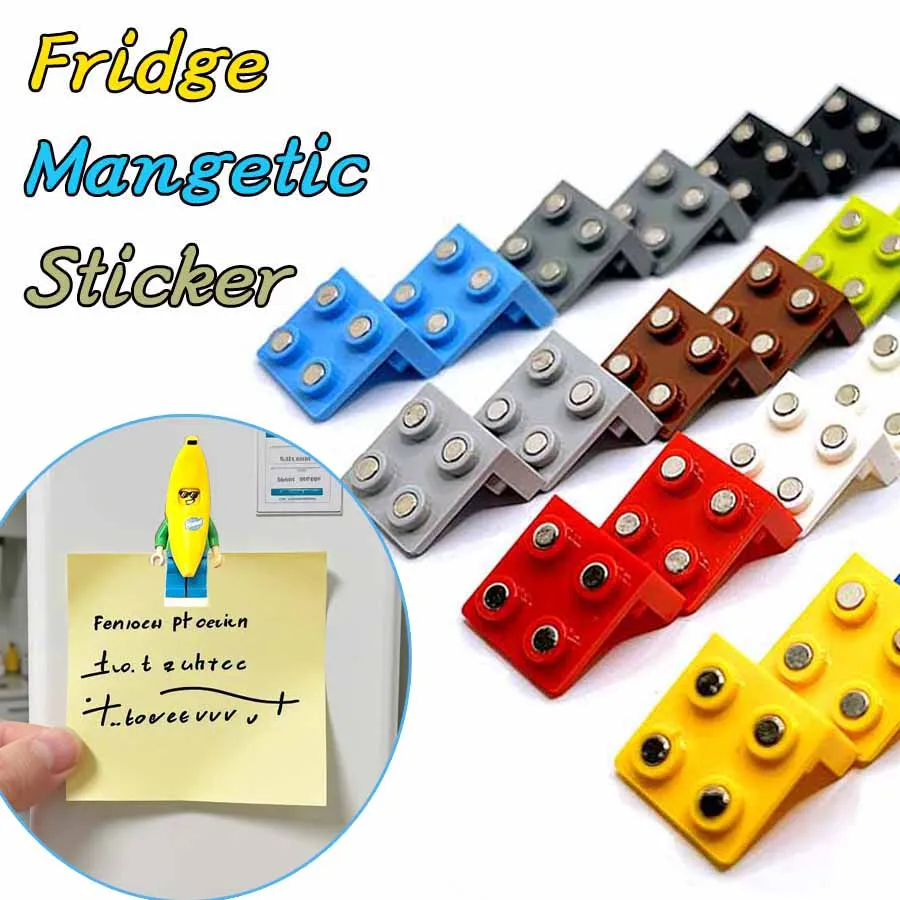DIY Magnetic Bracket 1x2-2x2 Building Blocks MOC Creative Fridge Magnet Sticker Toy for Kid Christmas Gift Figure Support 99207