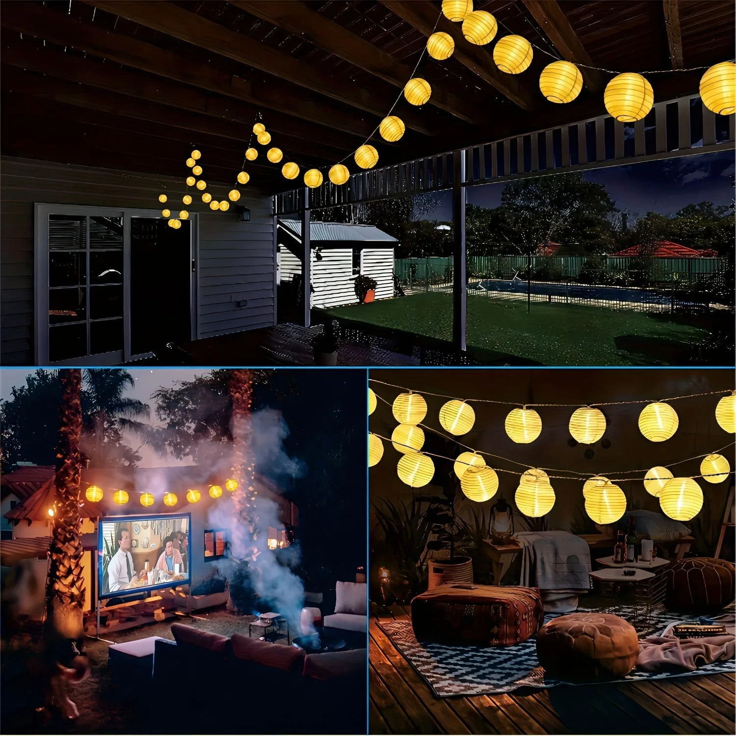 LED Solar Lantern String Lights Outdoor Garland Fairy Lights Solar Powered Garden Decorative Light for Christmas Wedding Party