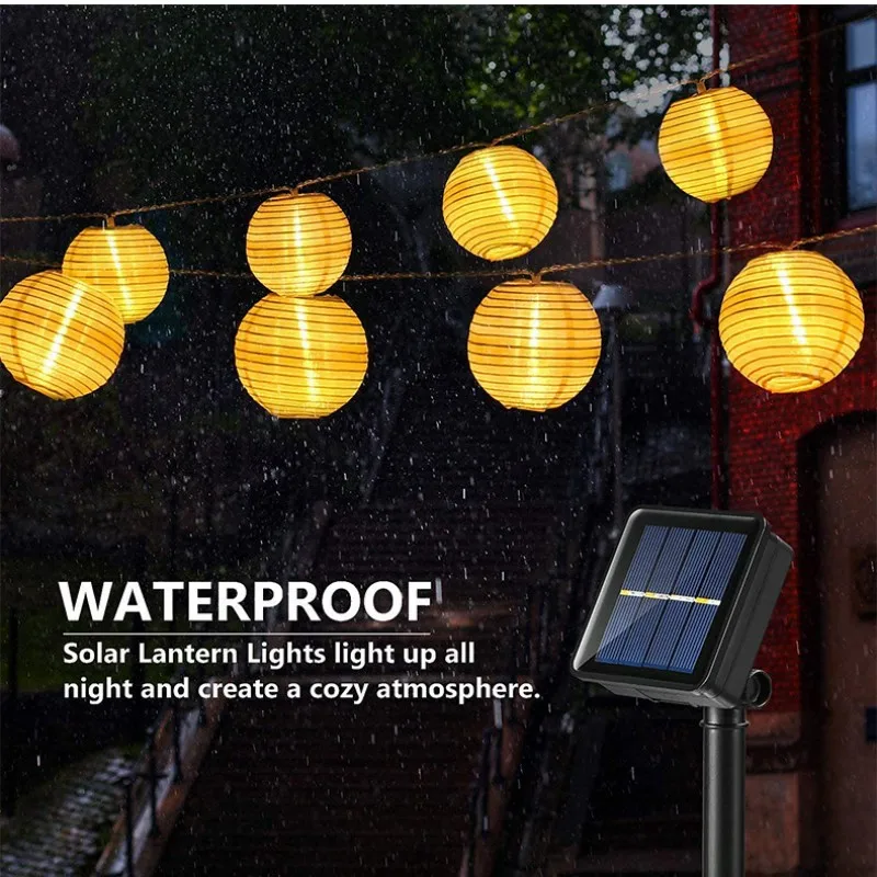 LED Solar Lantern String Lights Outdoor Garland Fairy Lights Solar Powered Garden Decorative Light for Christmas Wedding Party