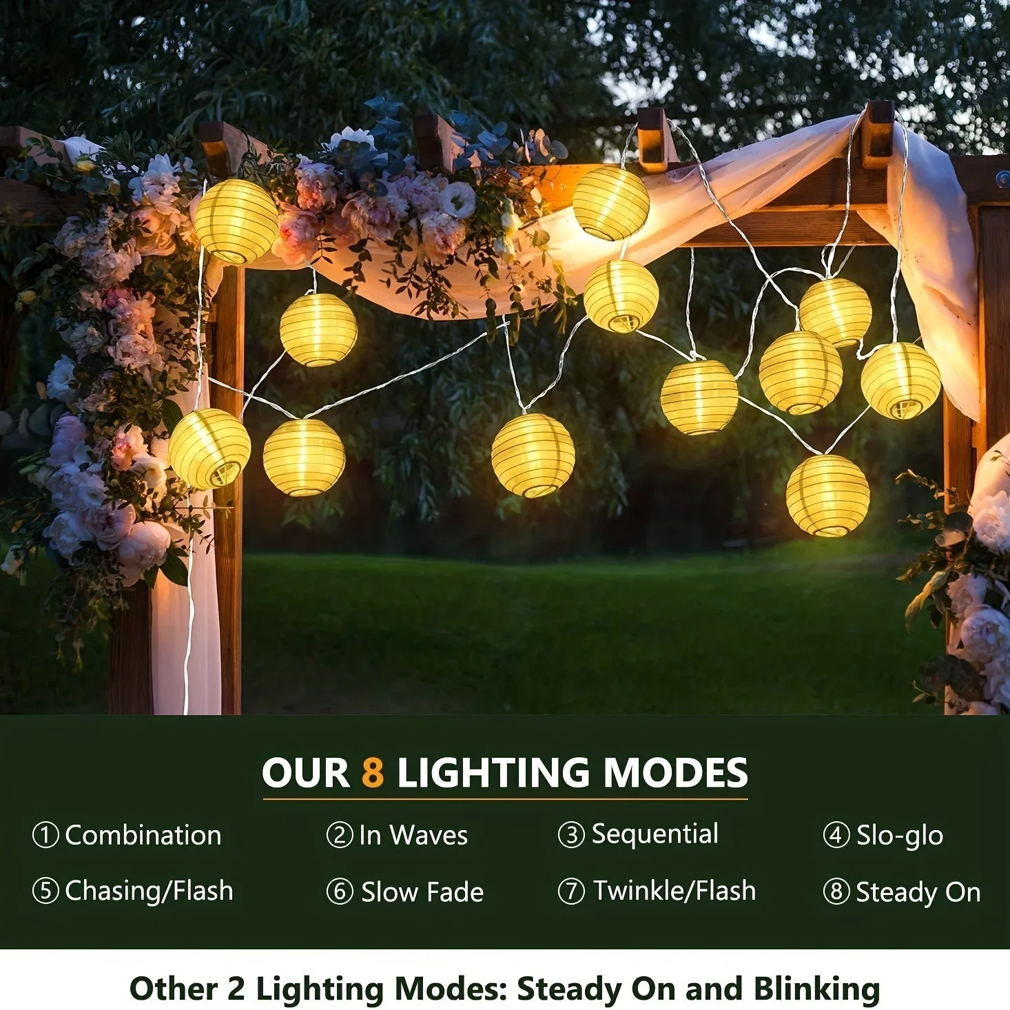 LED Solar Lantern String Lights Outdoor Garland Fairy Lights Solar Powered Garden Decorative Light for Christmas Wedding Party