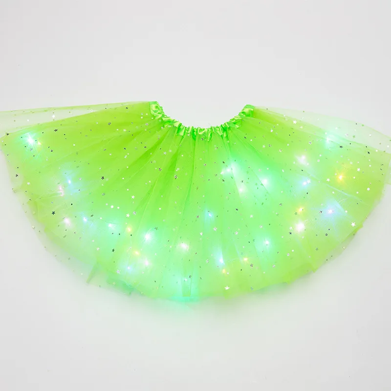 LED Glowing Light Girls Princess Tutu Skirt Christmas All Saints' Days Wedding Party Dancing Miniskirt 3-8Years Costume Clothing