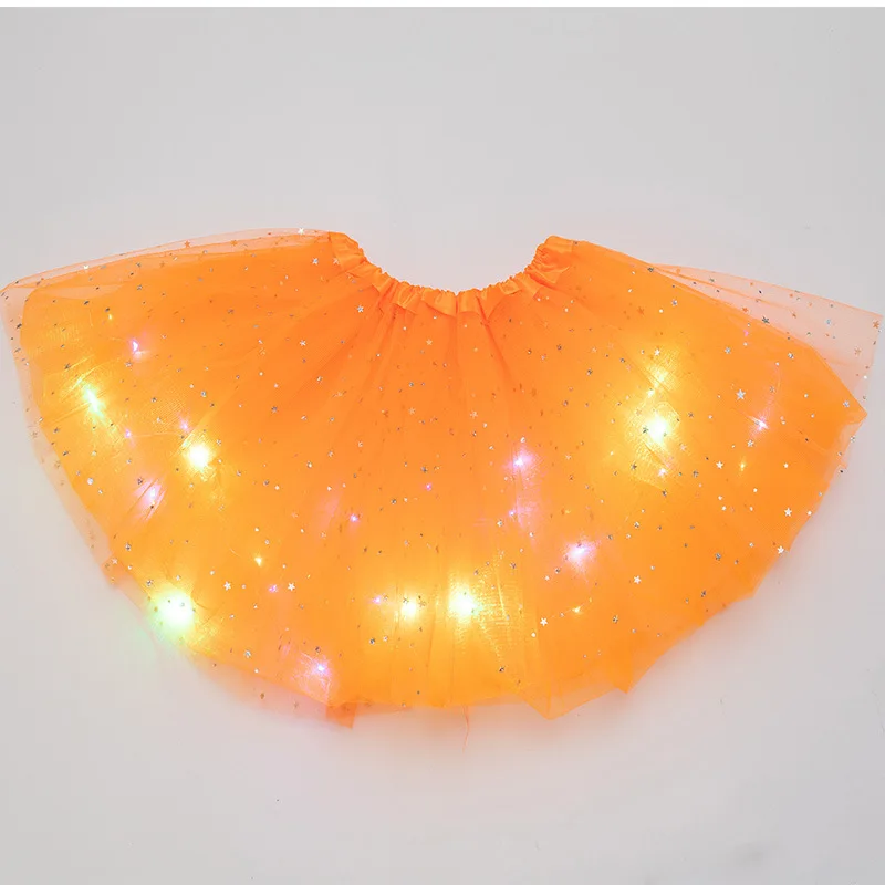 LED Glowing Light Girls Princess Tutu Skirt Christmas All Saints' Days Wedding Party Dancing Miniskirt 3-8Years Costume Clothing
