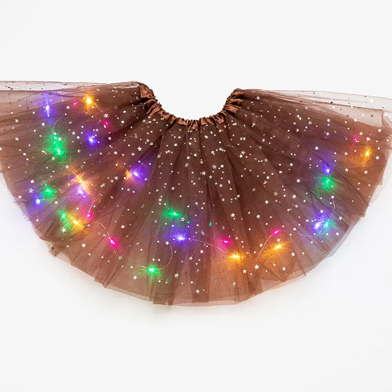 LED Glowing Light Girls Princess Tutu Skirt Christmas All Saints' Days Wedding Party Dancing Miniskirt 3-8Years Costume Clothing