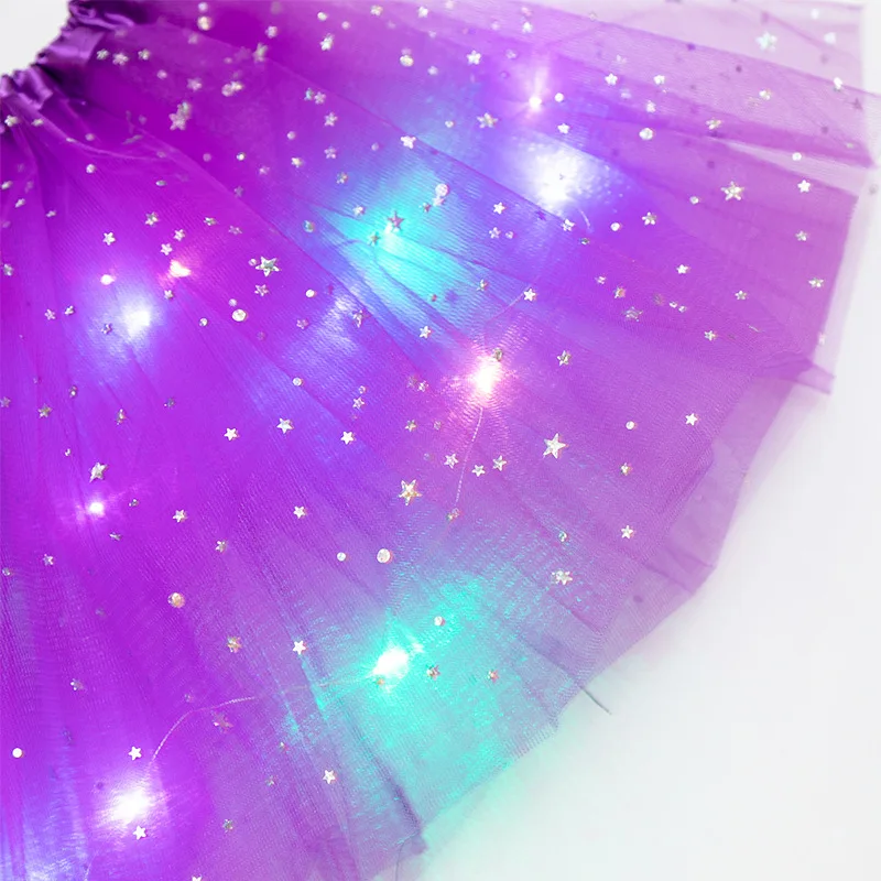 LED Glowing Light Girls Princess Tutu Skirt Christmas All Saints' Days Wedding Party Dancing Miniskirt 3-8Years Costume Clothing