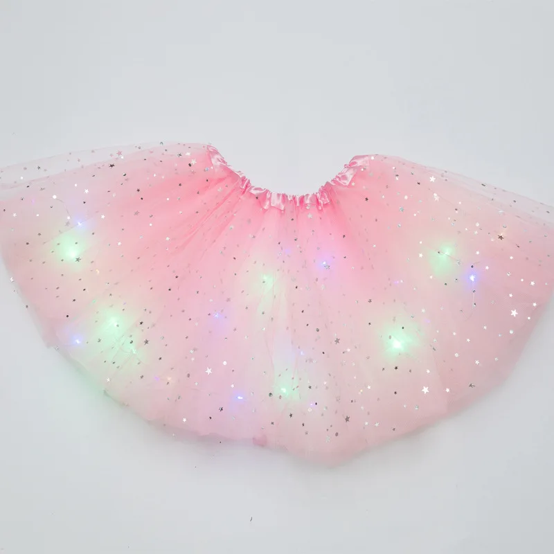 LED Glowing Light Girls Princess Tutu Skirt Christmas All Saints' Days Wedding Party Dancing Miniskirt 3-8Years Costume Clothing