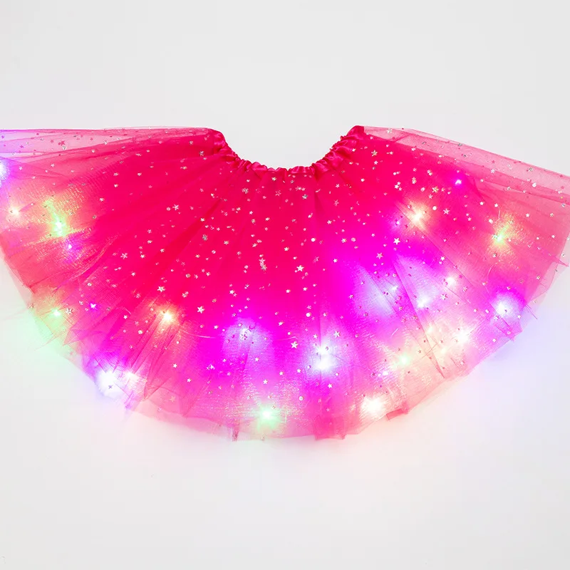 LED Glowing Light Girls Princess Tutu Skirt Christmas All Saints' Days Wedding Party Dancing Miniskirt 3-8Years Costume Clothing
