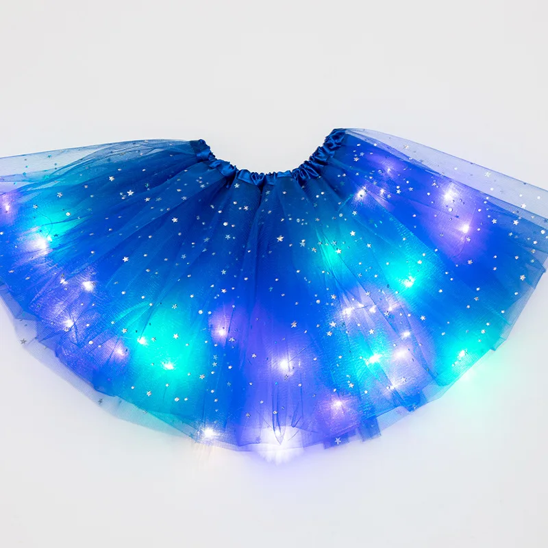 LED Glowing Light Girls Princess Tutu Skirt Christmas All Saints' Days Wedding Party Dancing Miniskirt 3-8Years Costume Clothing