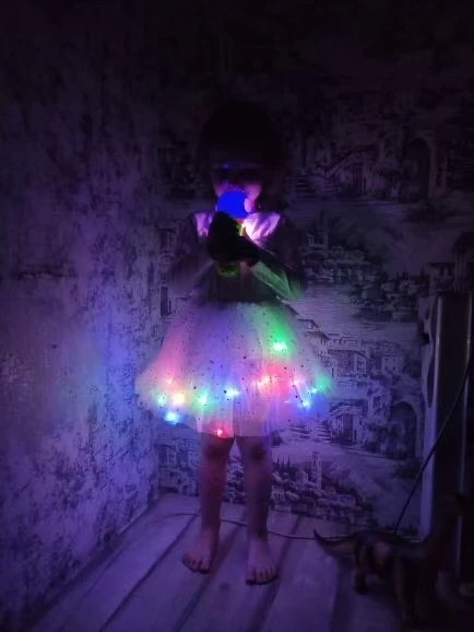 LED Glowing Light Girls Princess Tutu Skirt Christmas All Saints' Days Wedding Party Dancing Miniskirt 3-8Years Costume Clothing