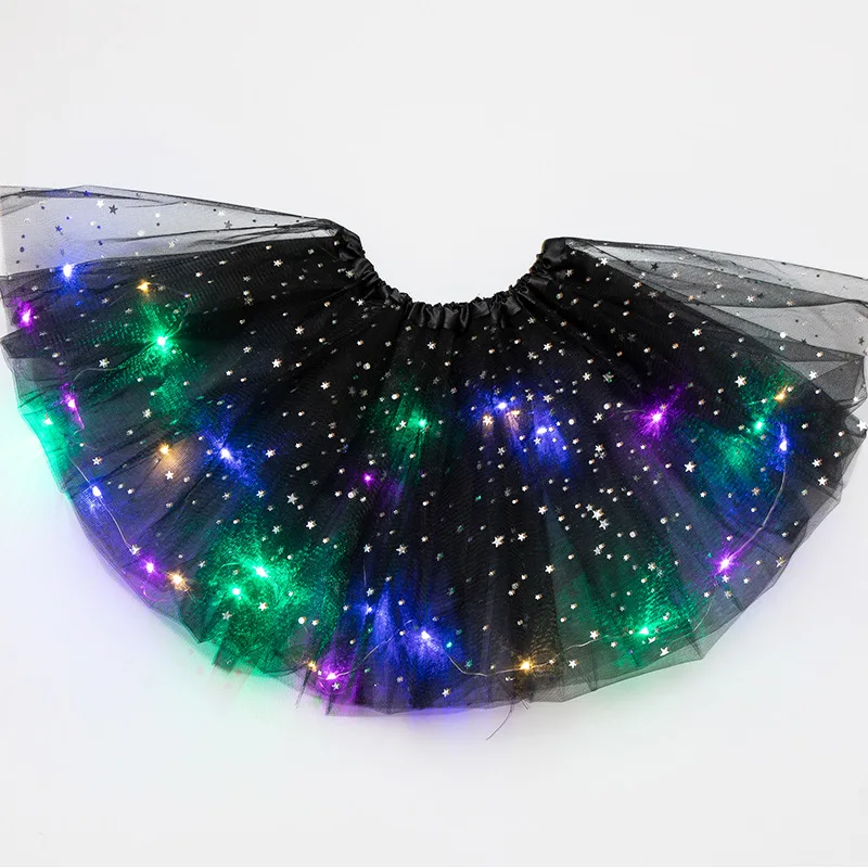 LED Glowing Light Girls Princess Tutu Skirt Christmas All Saints' Days Wedding Party Dancing Miniskirt 3-8Years Costume Clothing