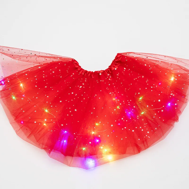 LED Glowing Light Girls Princess Tutu Skirt Christmas All Saints' Days Wedding Party Dancing Miniskirt 3-8Years Costume Clothing
