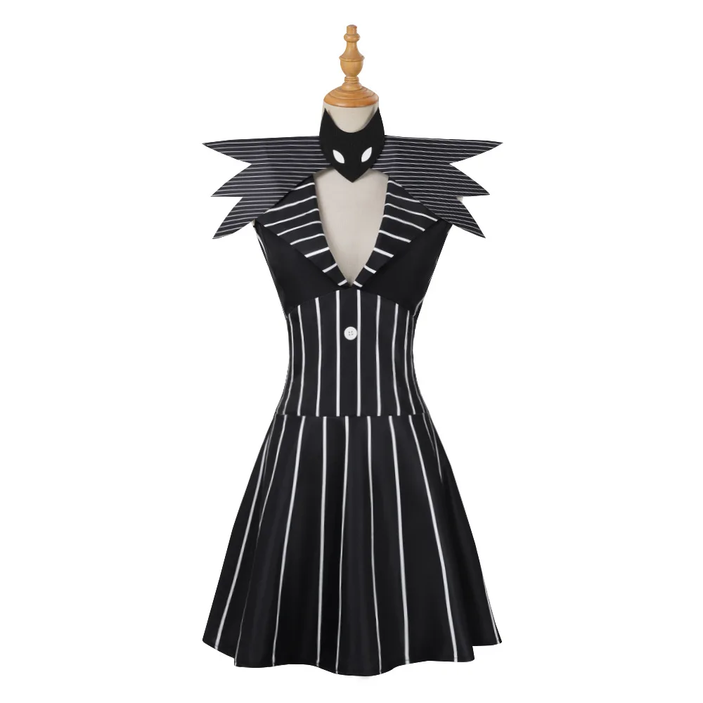 Anime Jack Skellington Cosplay Costume Christmas Outfit Black Stripe Dress For Woman Halloween Costume for Woman