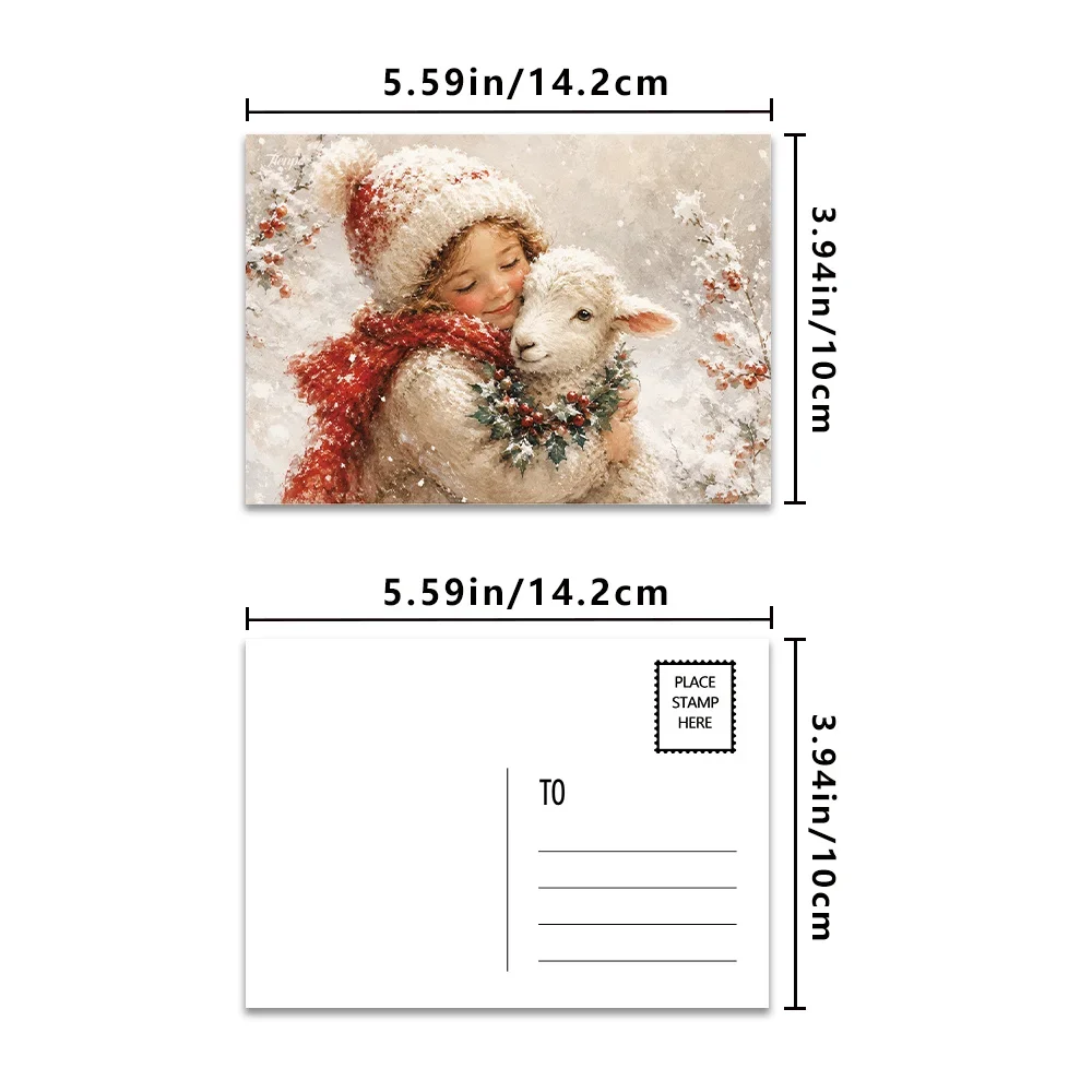32pcs, Winter Christmas Postcards, Wall Stickers, Mailing Cards, Greeting Cards, DIY Postcards, Commemorative Postcards,