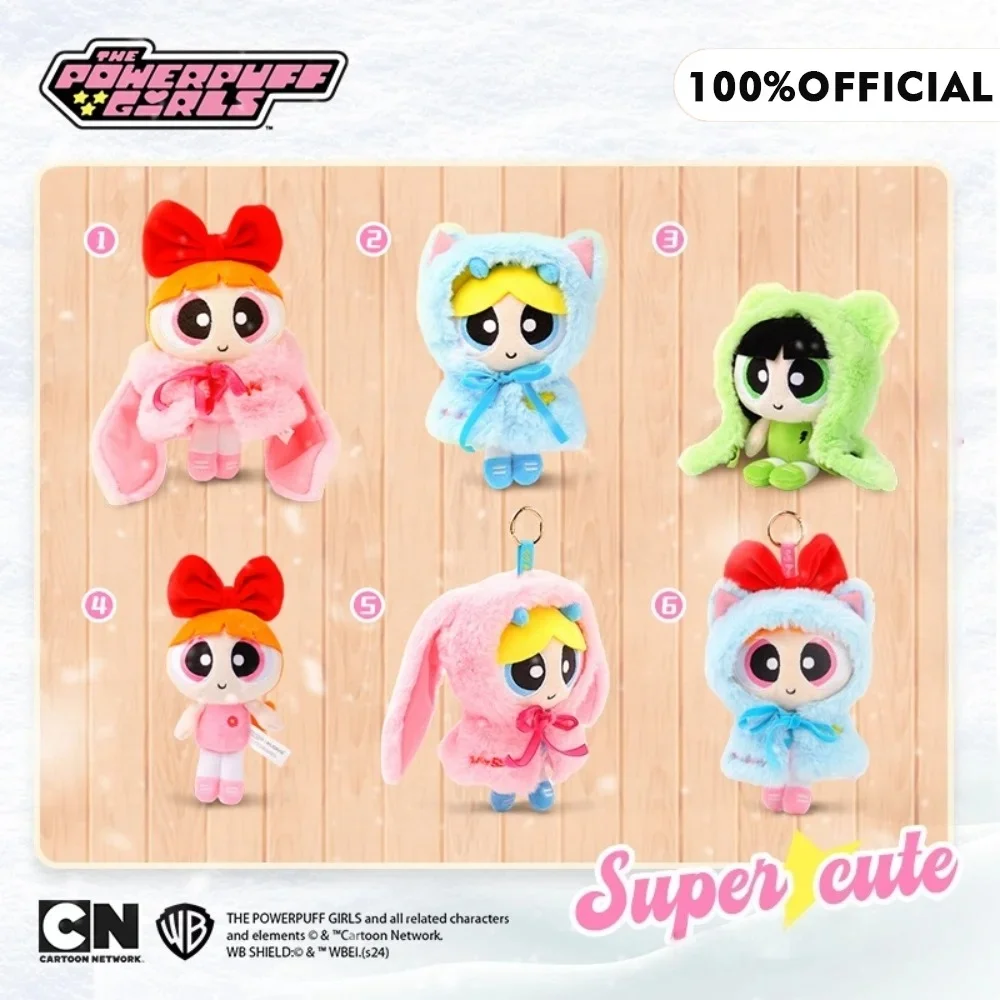 Genuine 15cm Powerpuff Girls Plush Doll Cloak Series Bag Ornaments Cartoon Dress Up Soft Stuffed Toys Keychain Christmas Gifts