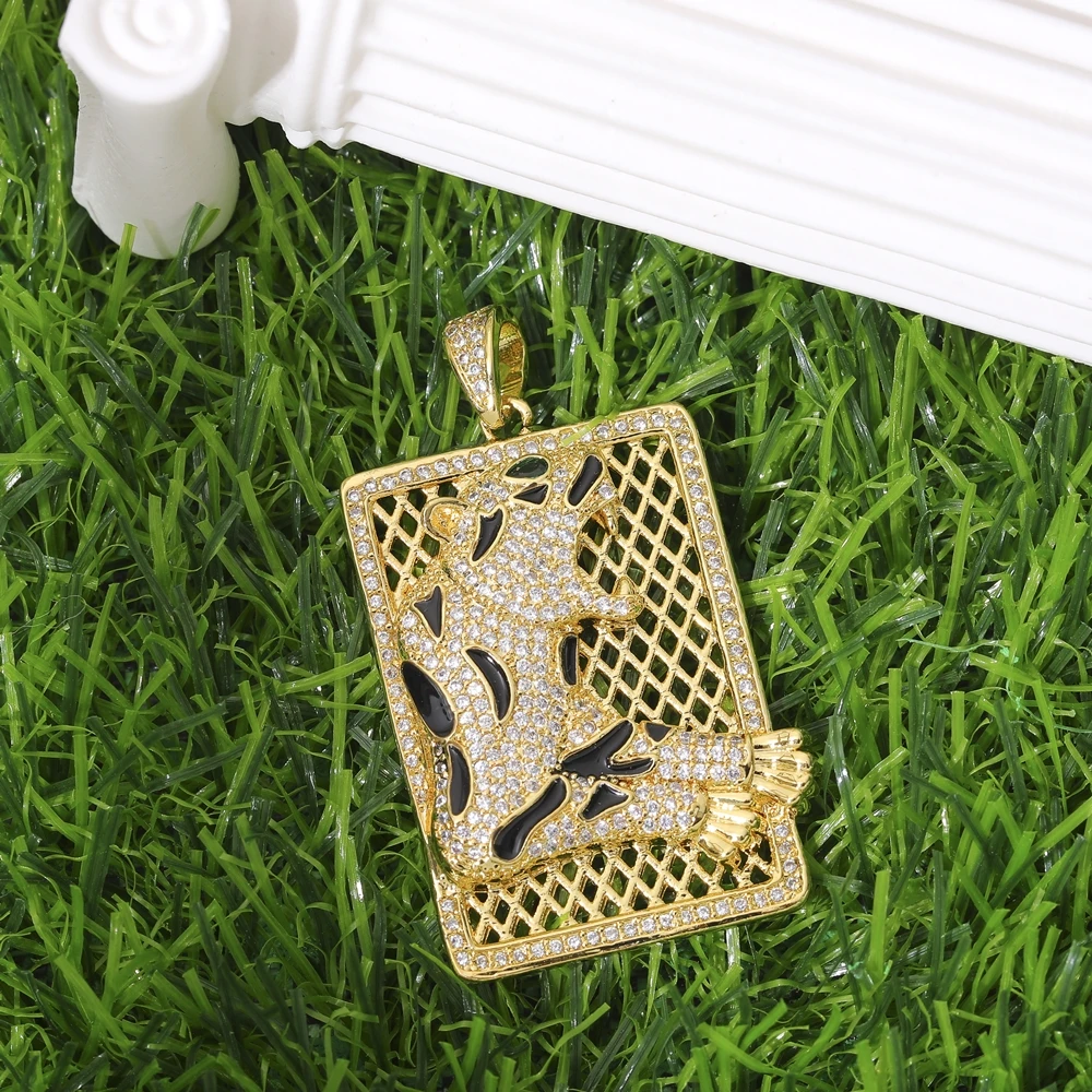 Juya Micro Pave Zircon 18K Real Gold Plated Luxury Animal Panther Lion Leopard Charms For DIY Christmas Pendant Jewelry Making