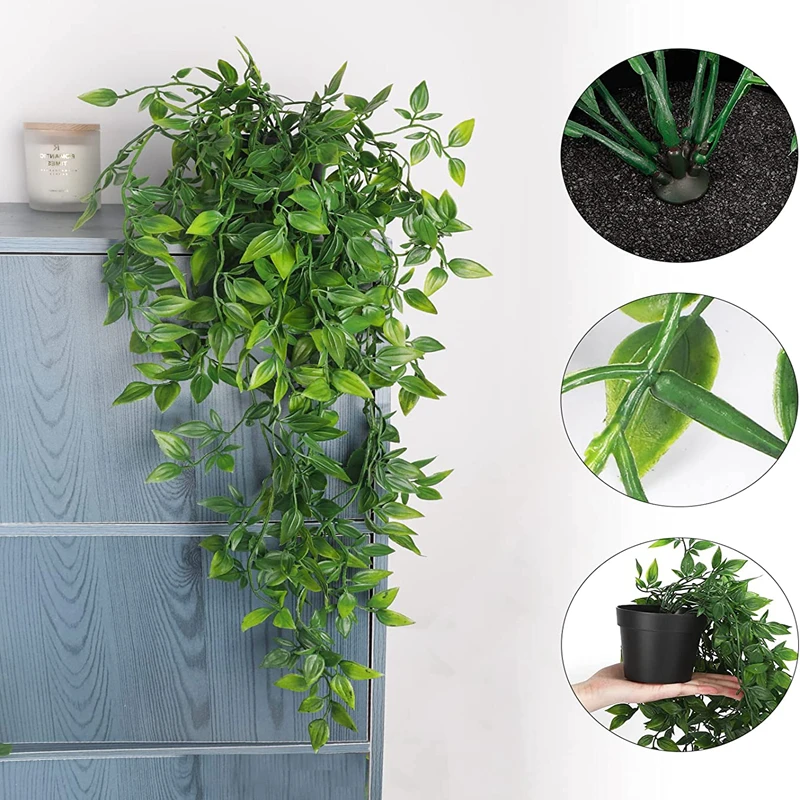 Artificial Ivy Plants Plastic Leaf With Pots Wedding New Year Christmas Decoration for Home Garden DIY Living Room Wall Hanging