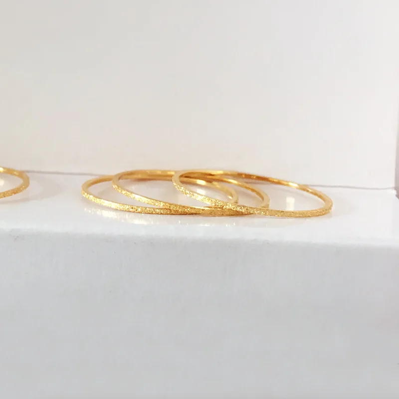 Minimalist Thin Matte Stainless Steel Rings for Women Korean Women's Girls Jewelry Christmas Thin Band Ring Set 18K Gold Plated