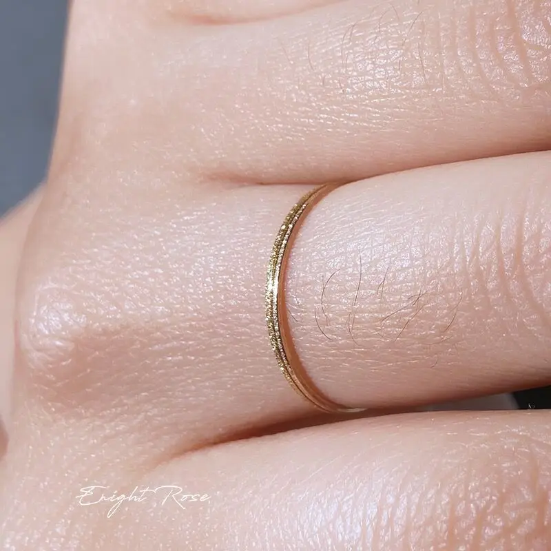Minimalist Thin Matte Stainless Steel Rings for Women Korean Women's Girls Jewelry Christmas Thin Band Ring Set 18K Gold Plated