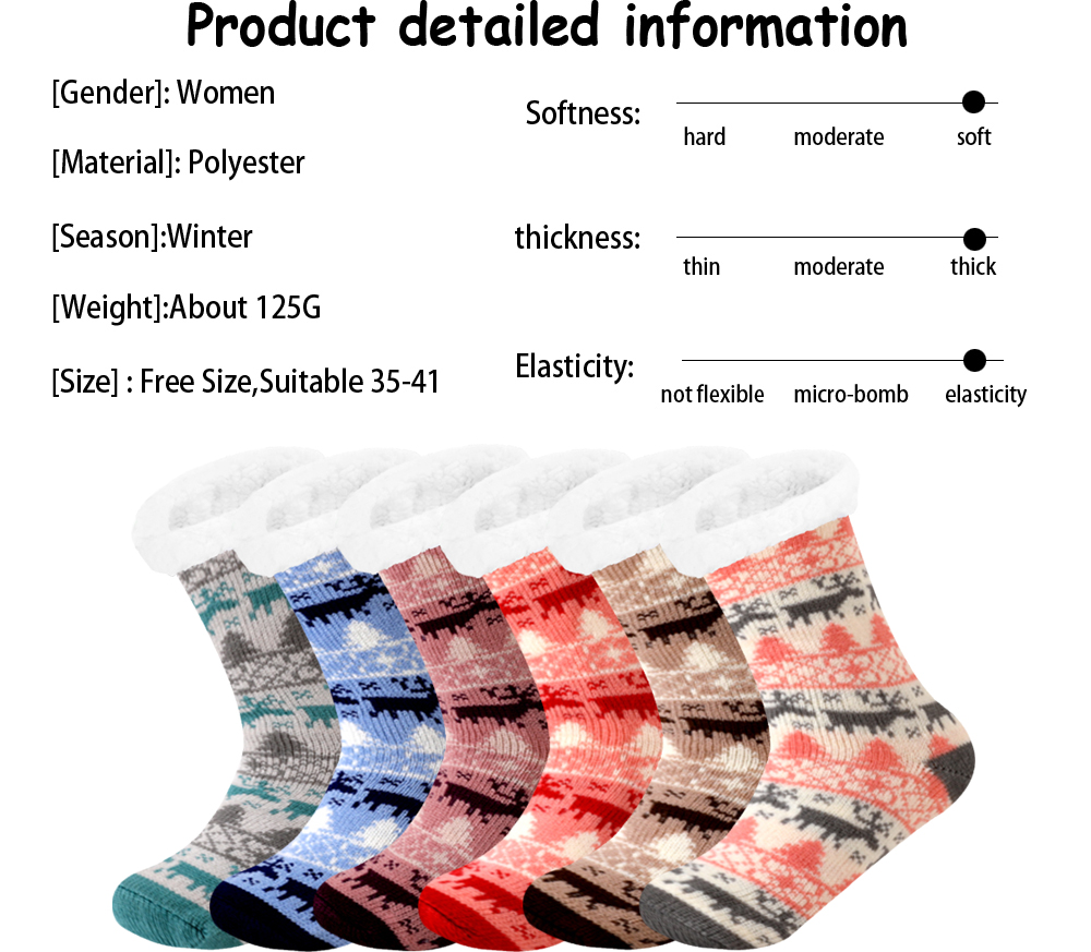 Winter Warm Socks Women penguin Plush Soft Female Non Slip Floor Slippers Short Sock Fuzzy Fluffy Deer Elk Bear Christmas Gift
