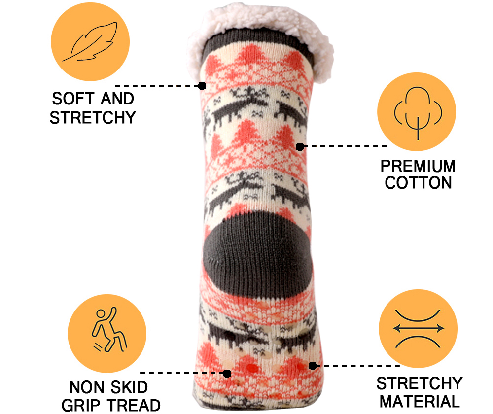 Winter Warm Socks Women penguin Plush Soft Female Non Slip Floor Slippers Short Sock Fuzzy Fluffy Deer Elk Bear Christmas Gift