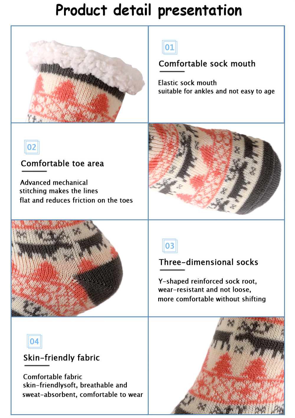 Winter Warm Socks Women penguin Plush Soft Female Non Slip Floor Slippers Short Sock Fuzzy Fluffy Deer Elk Bear Christmas Gift