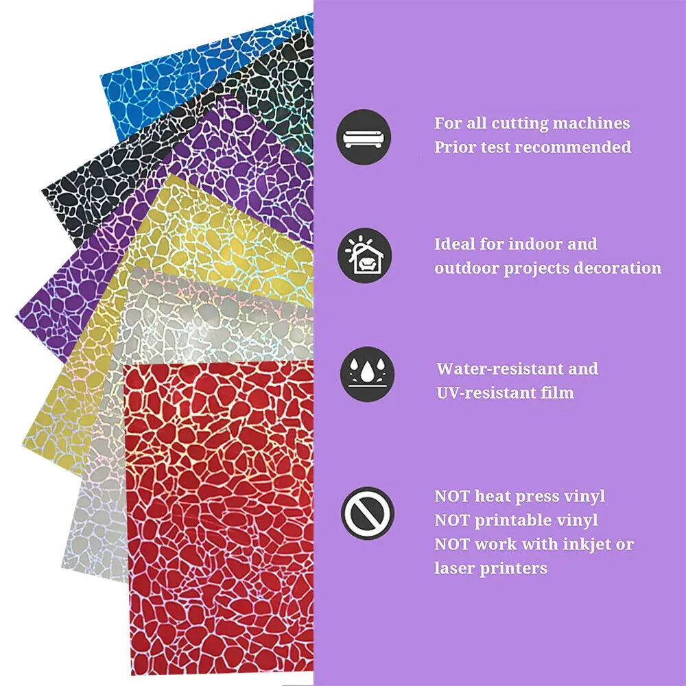 Holographic Cobblestone Pattern Iridescent Adhesive Vinyl Making Graphics for Window Glass Christmas Cards Decor DIY Cut Film