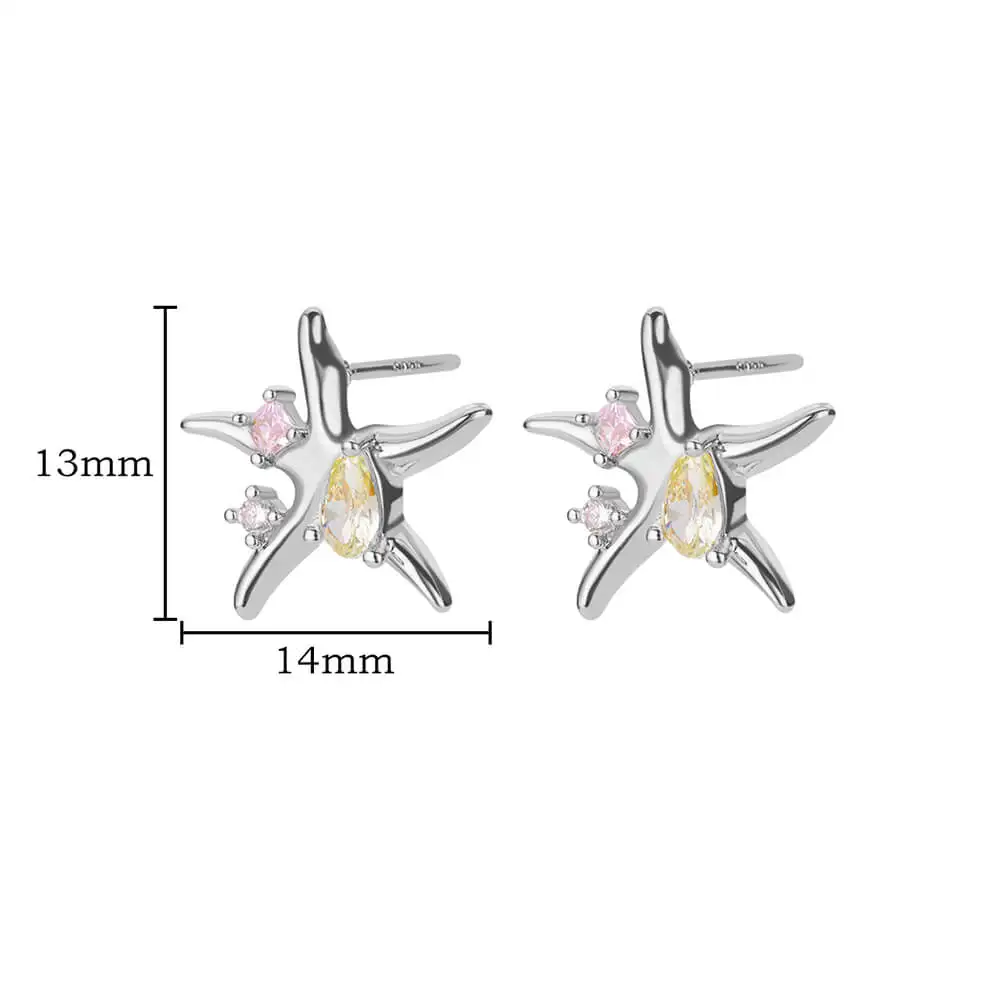 Water Drop Zircon Stars Stud Earrings For Women Stainless Steel Gold Color Statement Earring 2023 Femme Christmas Jewelry Gift