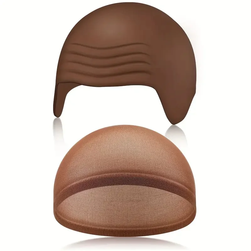 Bald Outfit Cosplay Accessories Set with Latex Bald Hat And Nylon Wig Cap for Halloween Christmas Carnival April Fool's Party