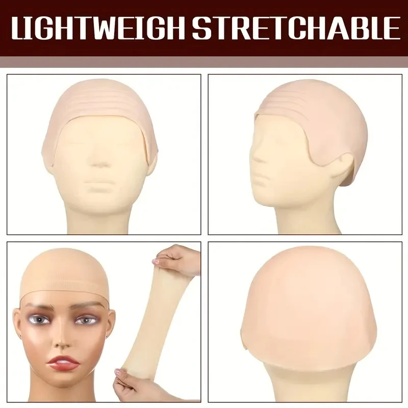 Bald Outfit Cosplay Accessories Set with Latex Bald Hat And Nylon Wig Cap for Halloween Christmas Carnival April Fool's Party