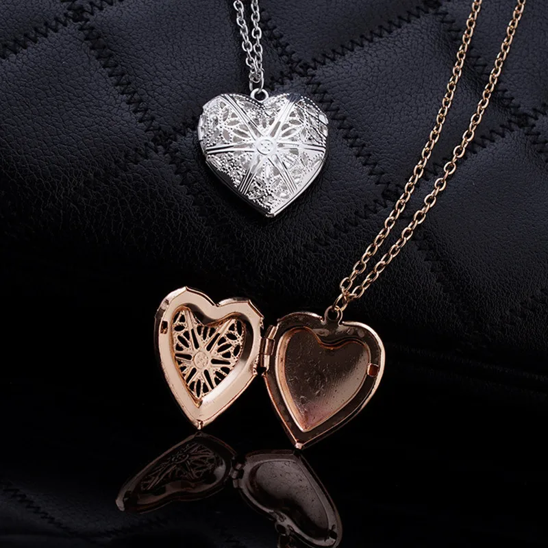 Retro Hollow Heart Pendant Necklace for Women Geometric Charm Love Collares Chain Clavicle Jewelry Statement Christmas Gift