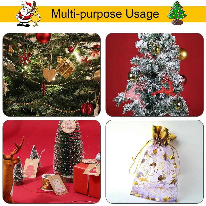 0.2-1MM Metallic Ornament String Silver Gold Color Cord Jewelry Thread for Christmas Tree Hanging Crafts Making Gift Decoratiion