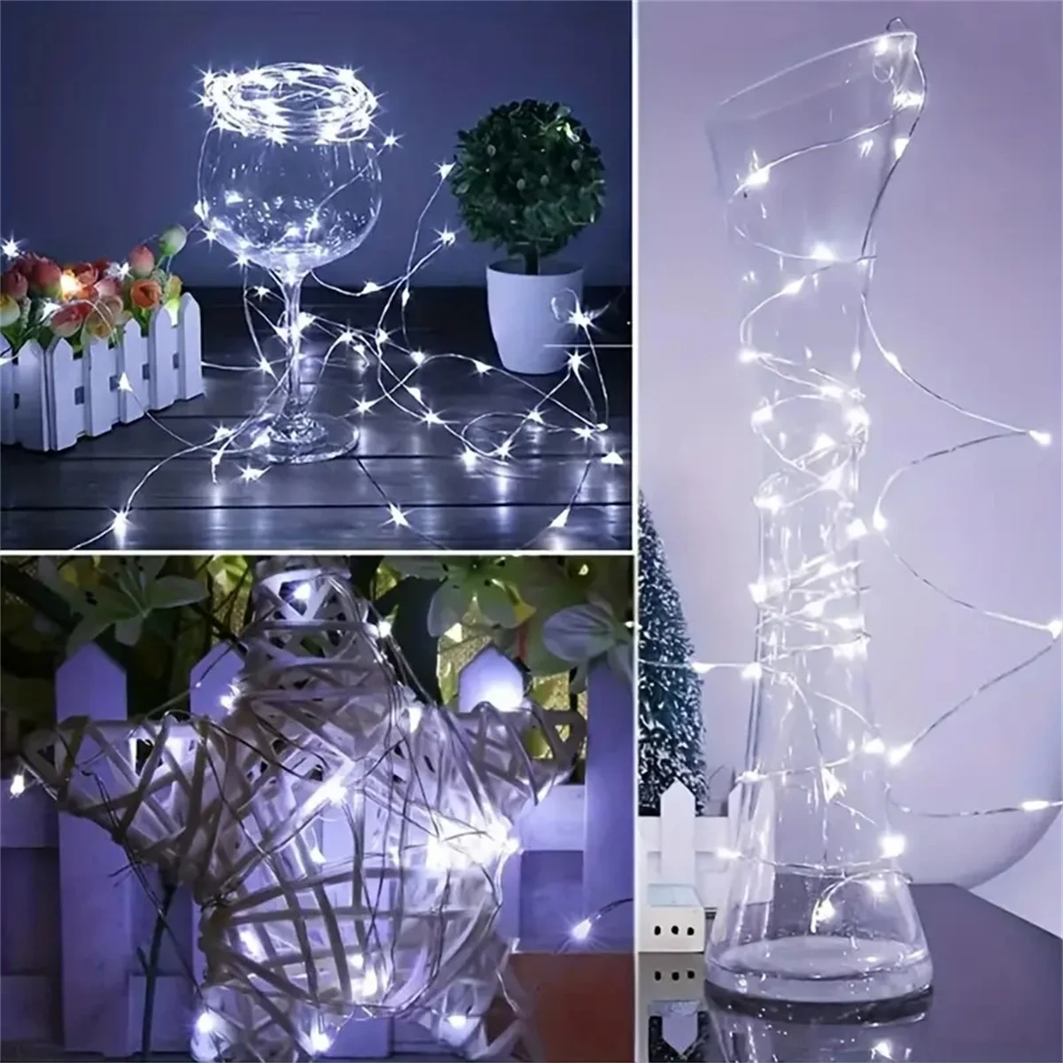 4/10/40PC Christmas LED Battery String Lights, Waterproof Copper Wire 2M 20LED Starry Sky Lights, Used for Party, Bouquet Decora