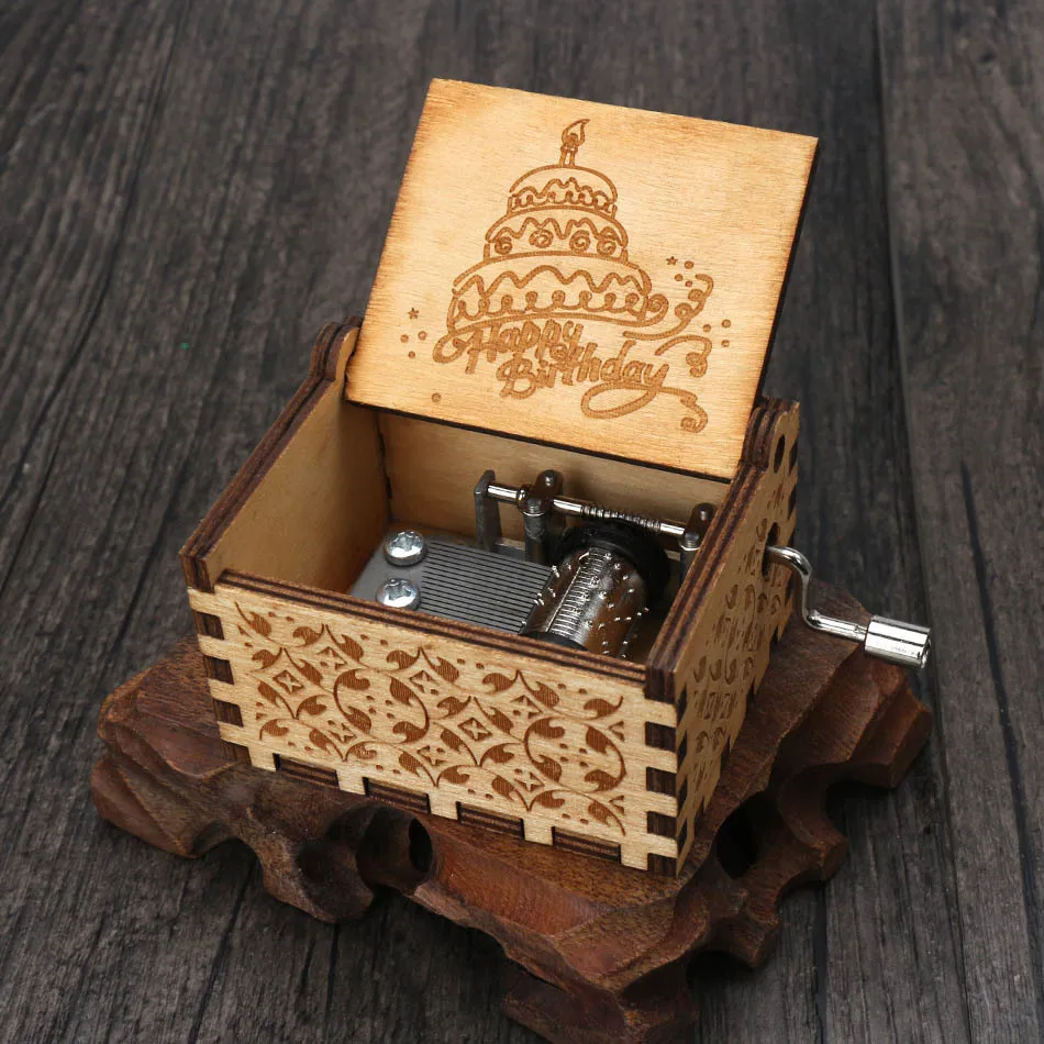 Different styles Wooden Hand Cranked Music Box Jurassic Can't Help Falling in Love Valentine's Day to Christmas Birthday Gift