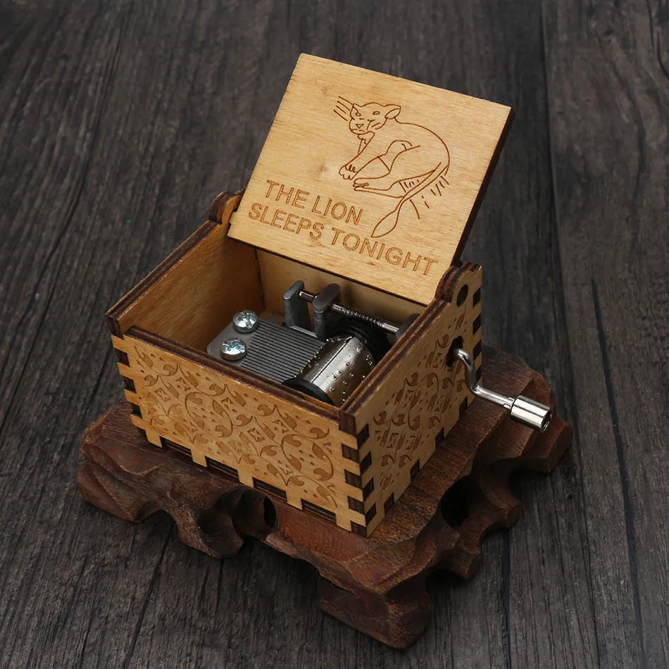 Different styles Wooden Hand Cranked Music Box Jurassic Can't Help Falling in Love Valentine's Day to Christmas Birthday Gift