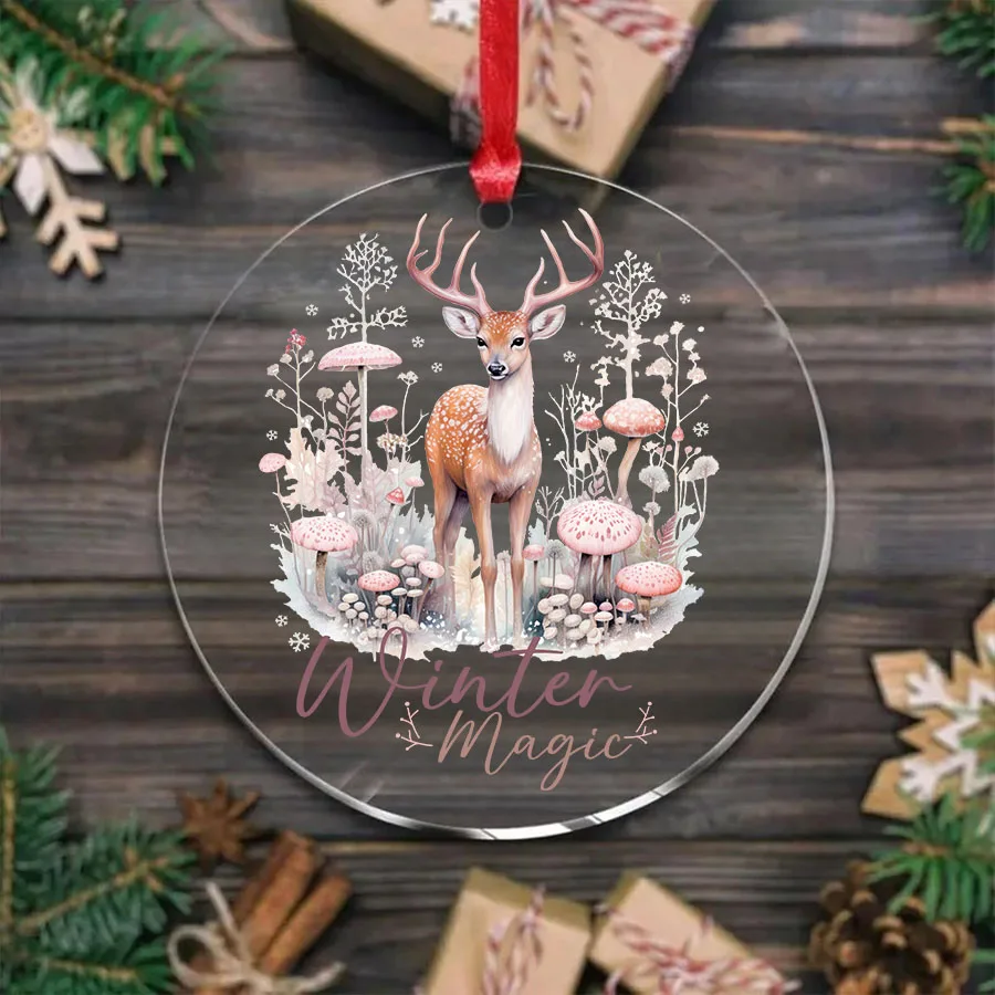 2pcs Winter Christmas Forest Animal DIY UV DTF Rub On Transfer Stickers Tumbler Glass Cup Can Wrap Card Xmas Tree Ornament Decor