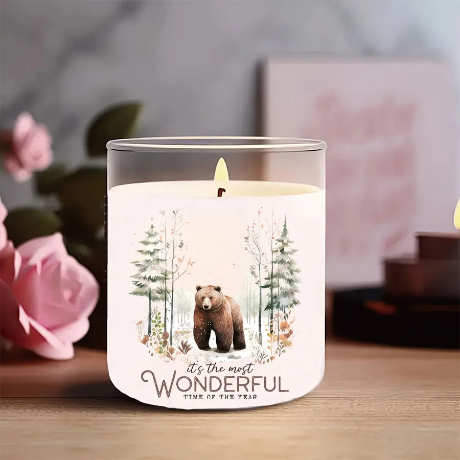 2pcs Winter Christmas Forest Animal DIY UV DTF Rub On Transfer Stickers Tumbler Glass Cup Can Wrap Card Xmas Tree Ornament Decor