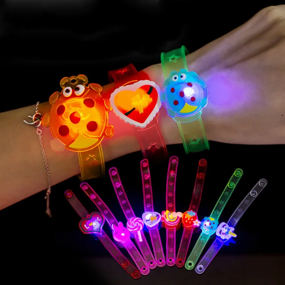 12-60Pcs Cute Cartoon Glowing Bracelet Kids Birthday Party Wedding Guest Gift Halloween Christmas Carnival Party Gift Decoration