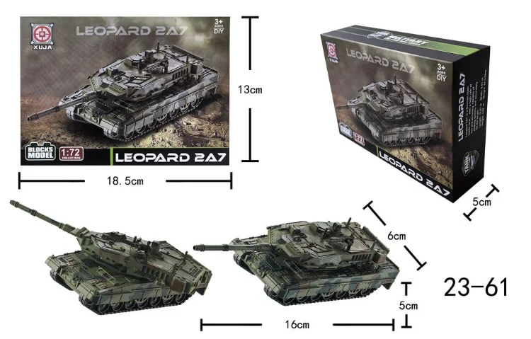 1/72 Creative Military Series Building Blocks Armored Transport Vehicle M-Track Vs Leopard 2 Tank Model Toys For Christmas Gifts