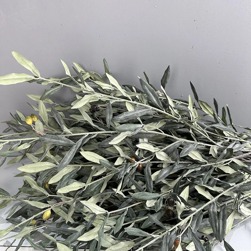 Artificial Olive Branch With Realistic Faux Leaves Fake Plants For Room Wedding Decor Arched Flower Wreath Christmas Outdoor