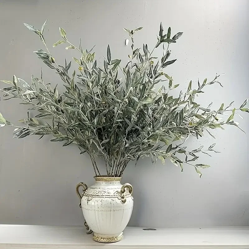 Artificial Olive Branch With Realistic Faux Leaves Fake Plants For Room Wedding Decor Arched Flower Wreath Christmas Outdoor