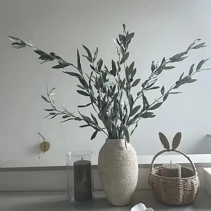 Artificial Olive Branch With Realistic Faux Leaves Fake Plants For Room Wedding Decor Arched Flower Wreath Christmas Outdoor