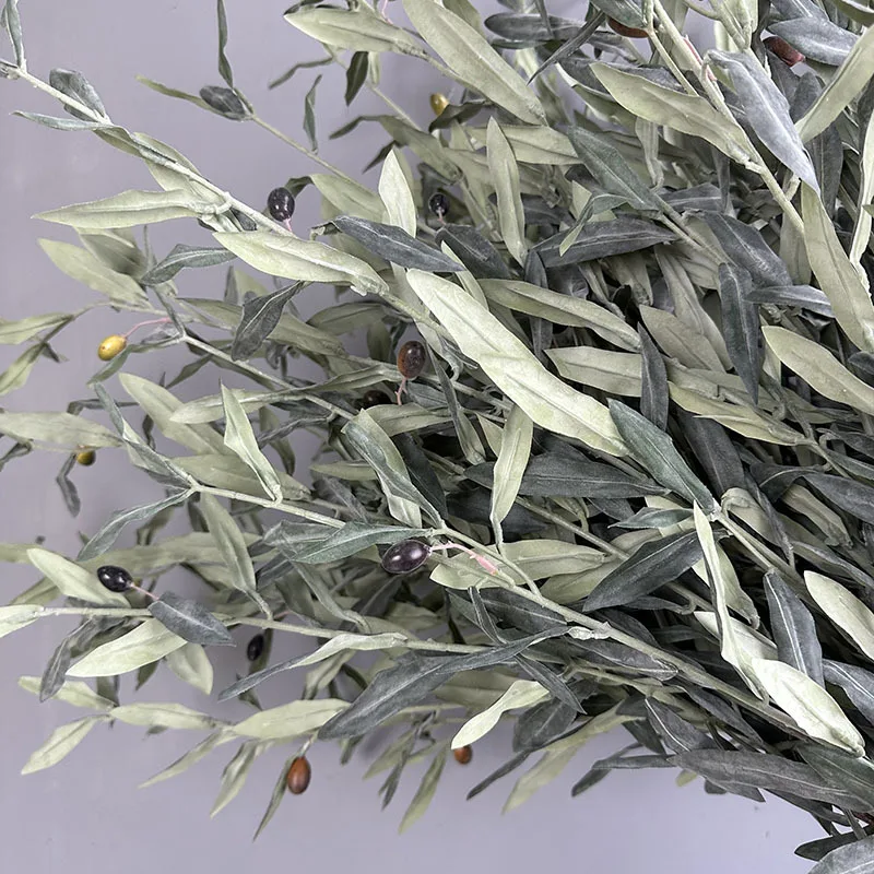 Artificial Olive Branch With Realistic Faux Leaves Fake Plants For Room Wedding Decor Arched Flower Wreath Christmas Outdoor