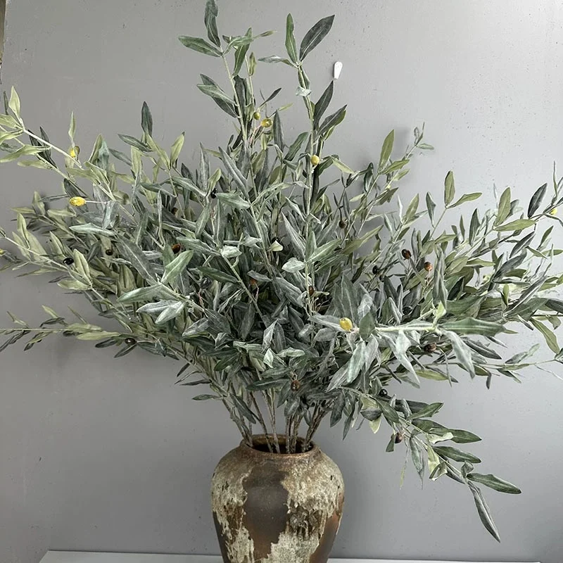 Artificial Olive Branch With Realistic Faux Leaves Fake Plants For Room Wedding Decor Arched Flower Wreath Christmas Outdoor